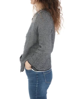 Base | Cardigan Donna in Cotone con Frange>Donna Maglie