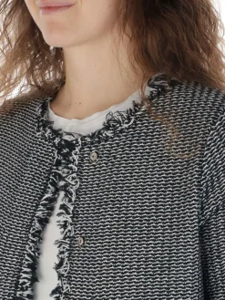 Base | Cardigan Donna in Cotone con Frange><noscript><img width=