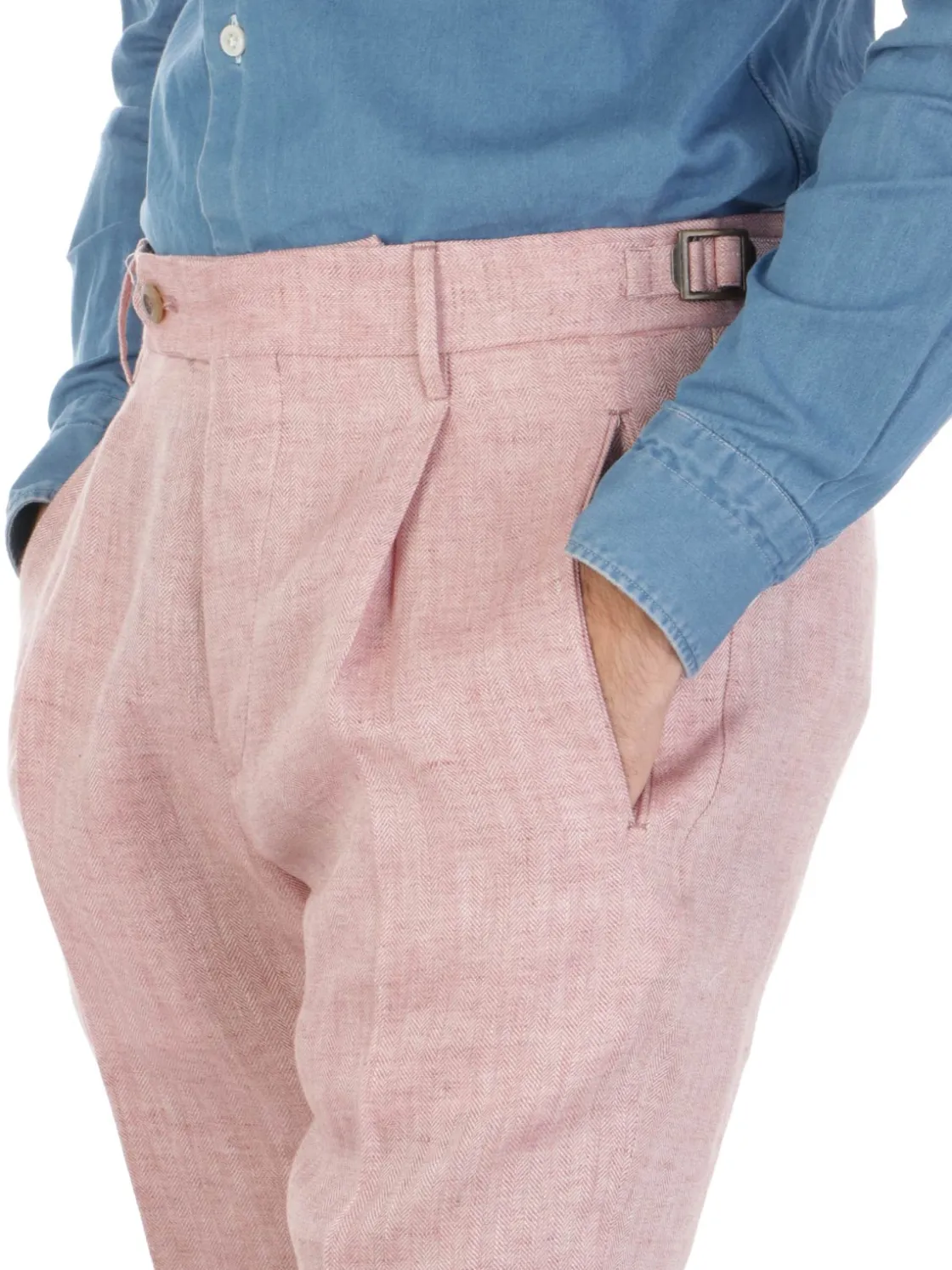 Berwich | Pantalone Uomo Retrolong in Lino>Uomo Pantaloni