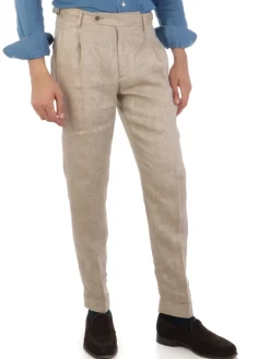 Berwich | Pantalone Uomo Retrolong in Lino>Uomo Pantaloni