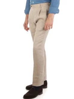Berwich | Pantalone Uomo Retrolong in Lino>Uomo Pantaloni
