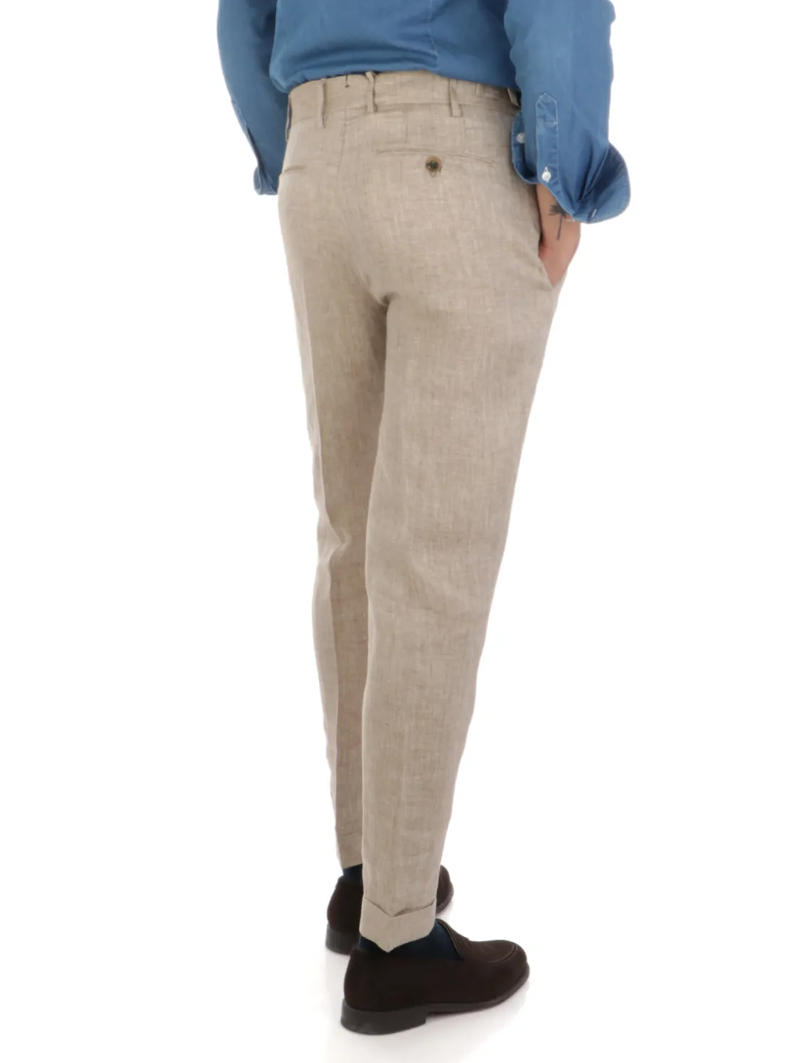 Berwich | Pantalone Uomo Retrolong in Lino>Uomo Pantaloni