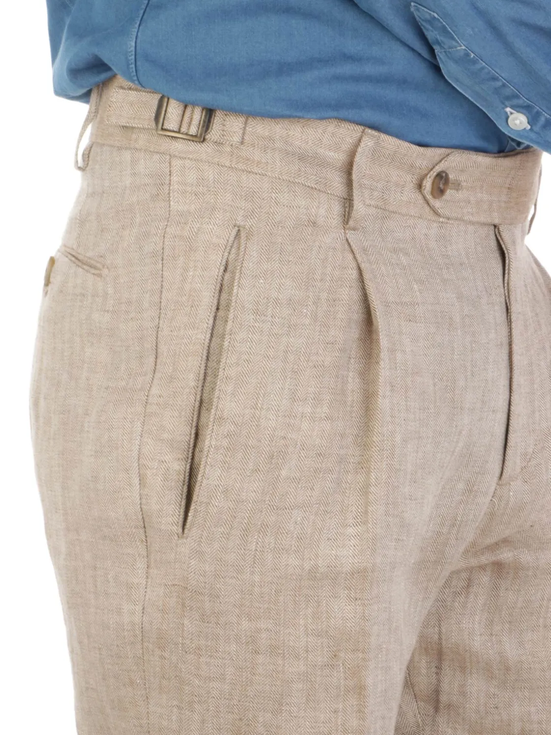 Berwich | Pantalone Uomo Retrolong in Lino>Uomo Pantaloni