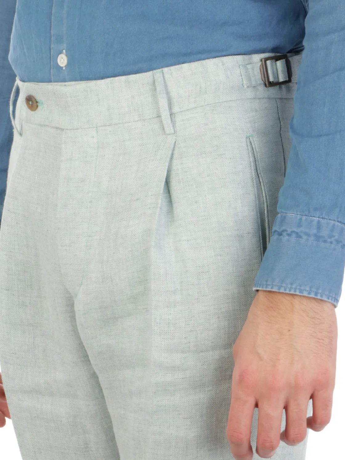 Berwich | Pantalone Uomo Retrolong In Lino>Uomo Pantaloni