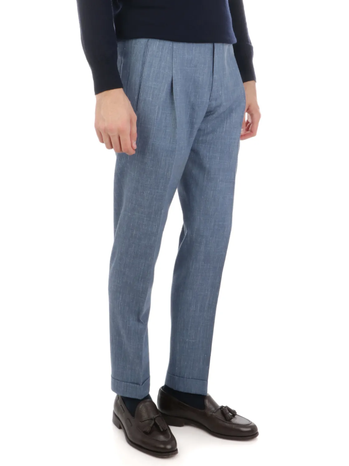 Berwich | Pantalone Uomo Retro in Lana e Seta>Uomo Pantaloni