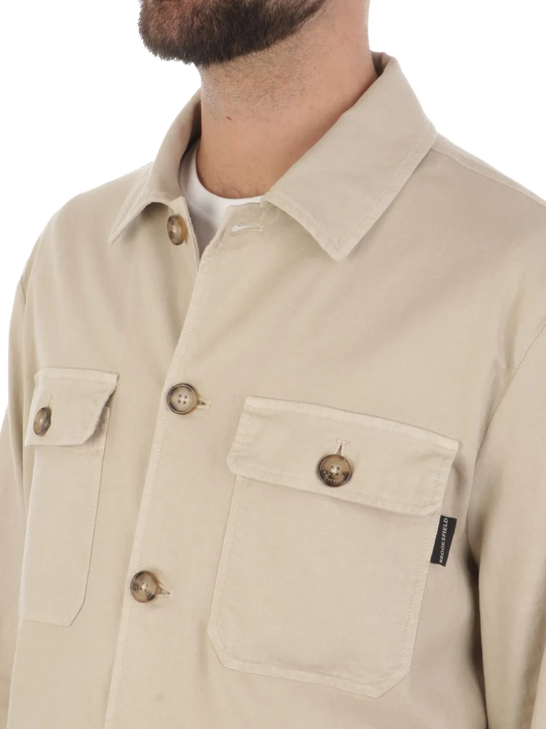 Brooksfield | Overshirt Uomo in Cotone e Lino>Uomo Camicie