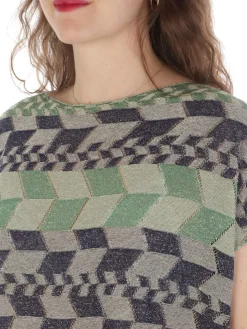 B.YU | T-Shirt Donna Boxy Lurex><noscript><img width=
