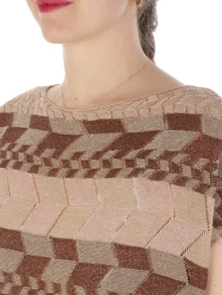 B.YU | T-Shirt Donna Boxy Lurex><noscript><img width=