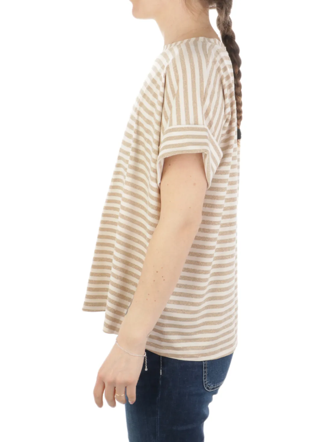 B.YU | T-Shirt Donna Girocollo Riga Lurex>Donna T-Shirts