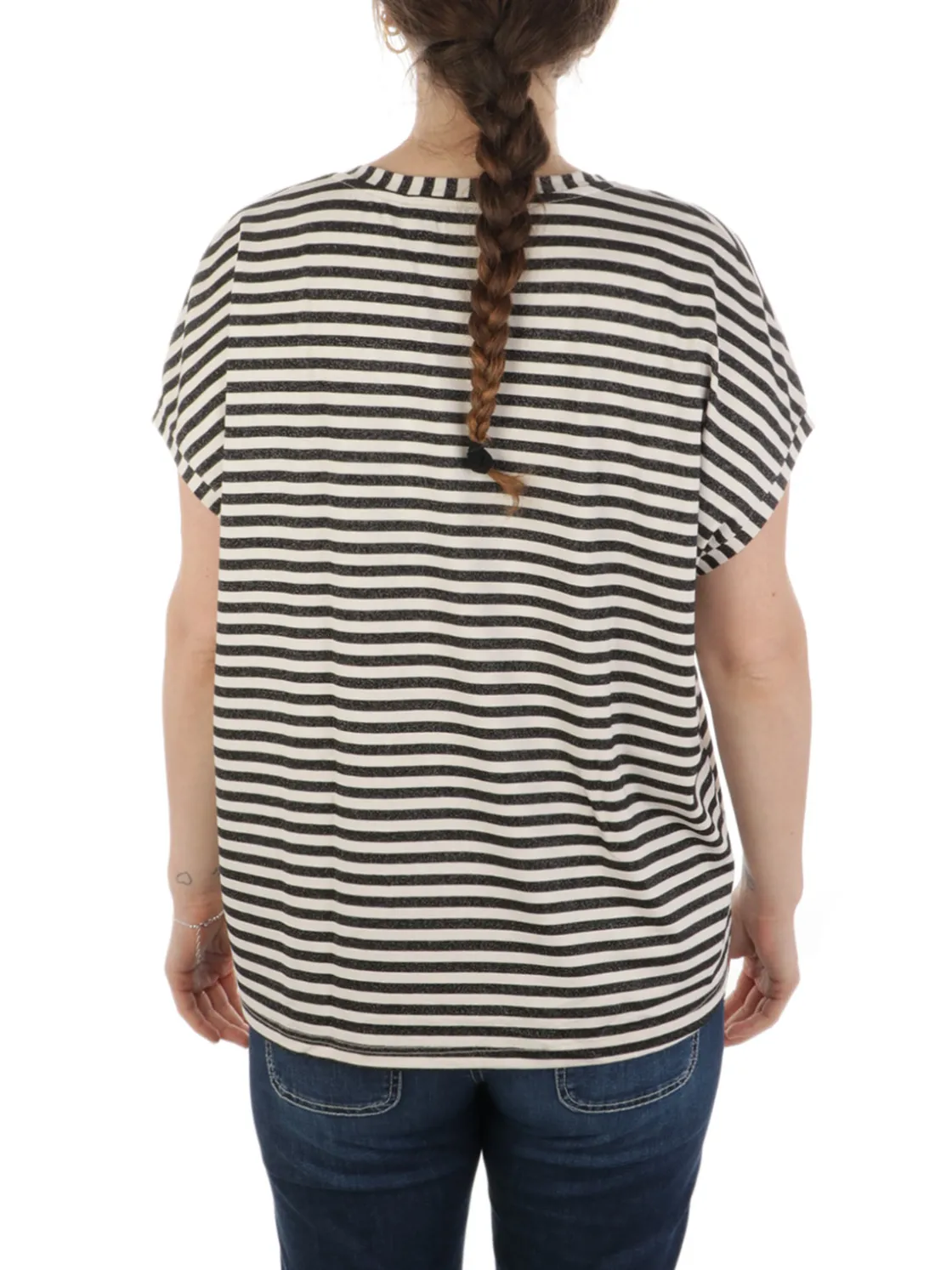 B.YU | T-Shirt Donna Scollo a V Riga Lurex>Donna T-Shirts