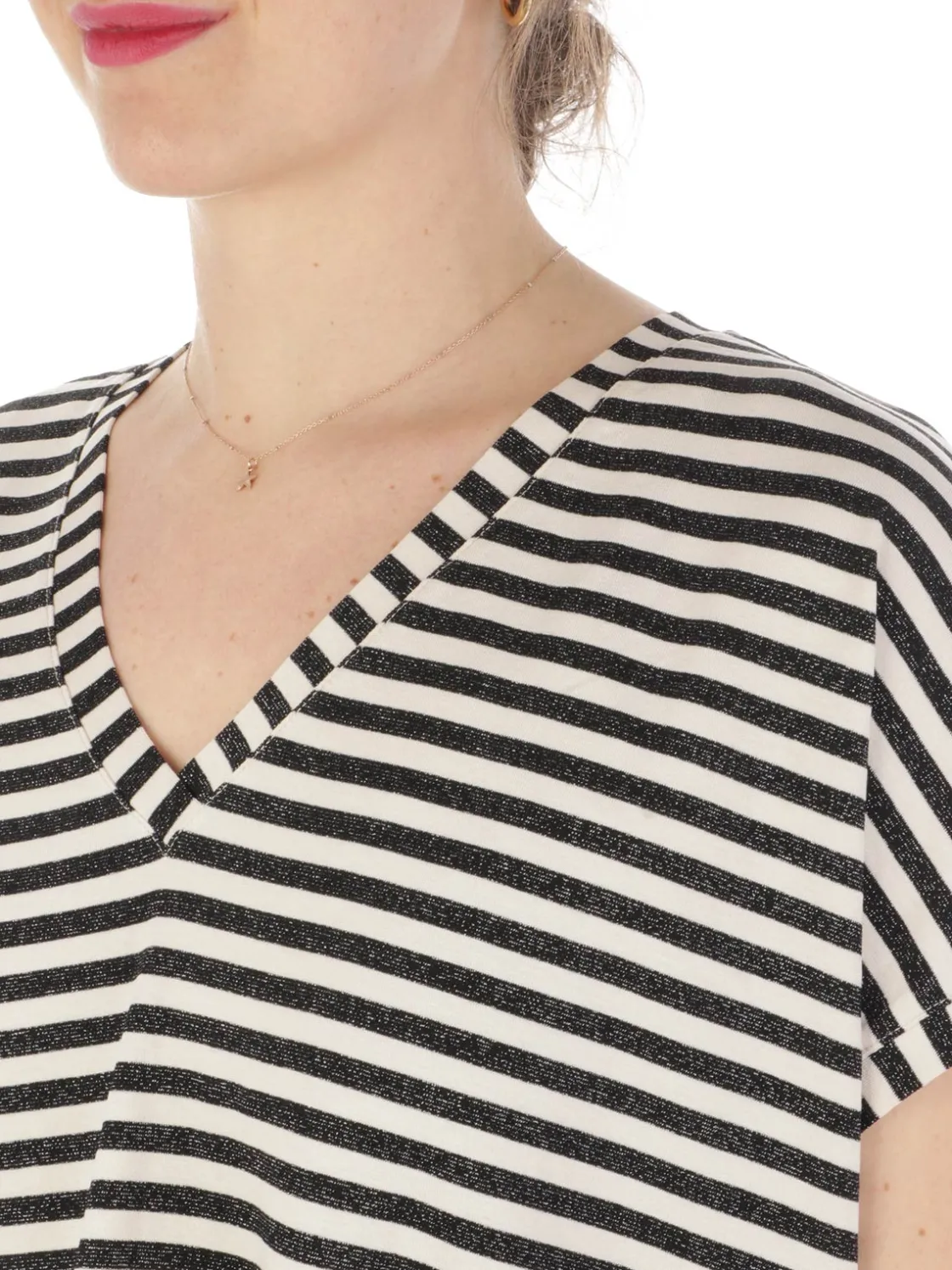 B.YU | T-Shirt Donna Scollo a V Riga Lurex>Donna T-Shirts