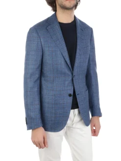 Corneliani | Giacca Uomo In Lana e Seta a Quadri>Uomo Blazer E Giacche