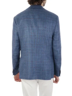 Corneliani | Giacca Uomo In Lana e Seta a Quadri>Uomo Blazer E Giacche
