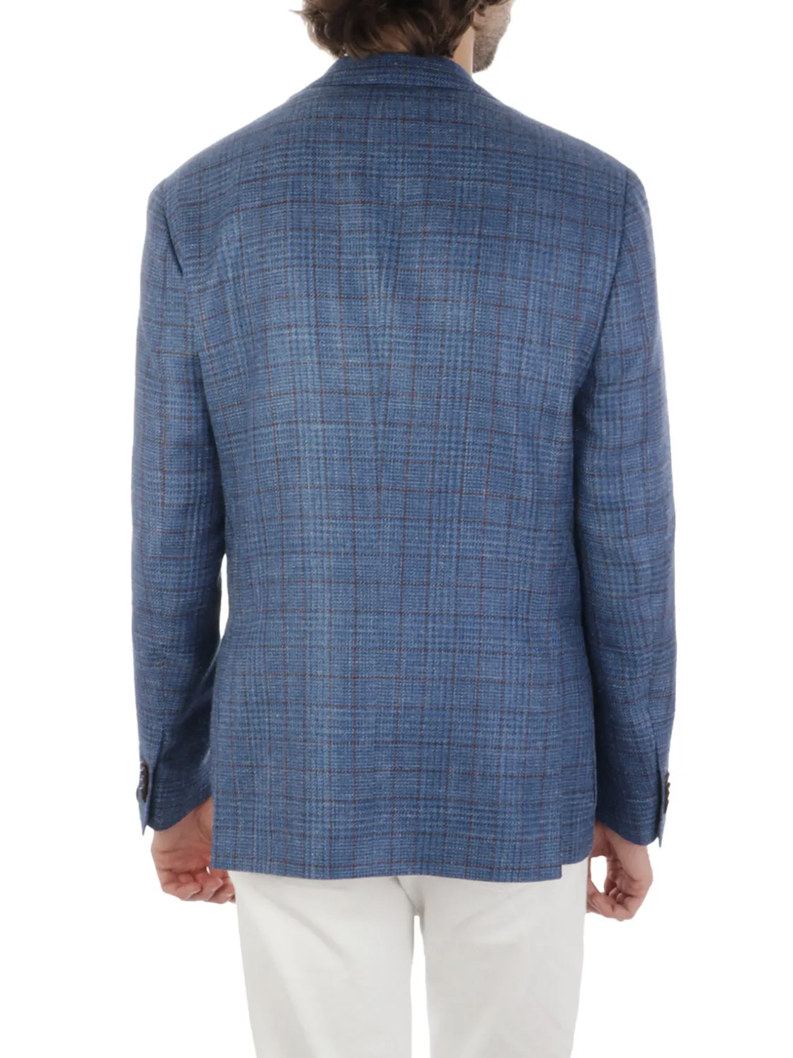 Corneliani | Giacca Uomo In Lana e Seta a Quadri>Uomo Blazer E Giacche