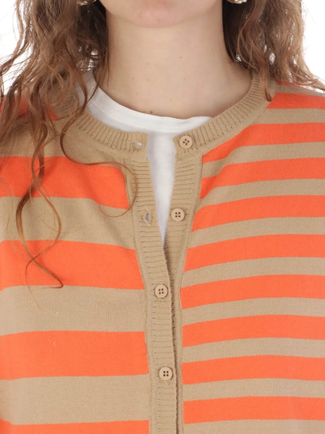 Crochè Croche | Giacca Bottoni A Righe>Donna Maglie