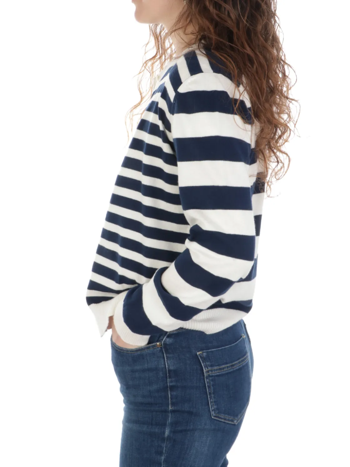 Crochè Croche | Giacca Bottoni A Righe>Donna Maglie