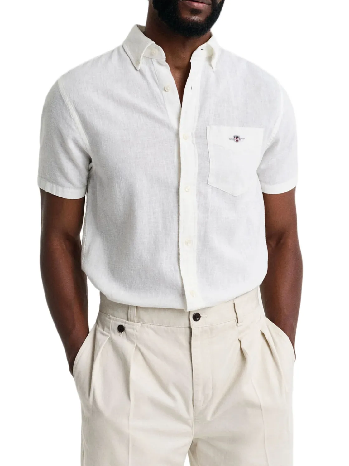 Gant | Reg Cotton Linen Ss Shirt>Uomo Camicie