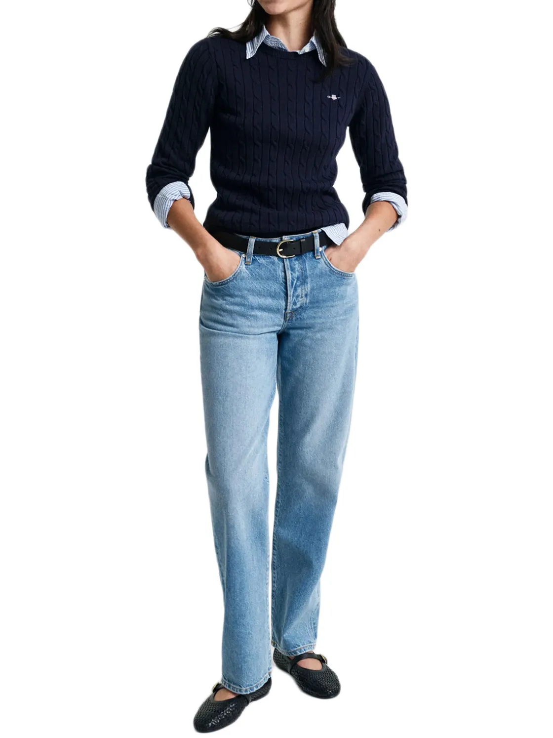 Gant | Stretch Cotton Cable C-Neck>Donna Maglie