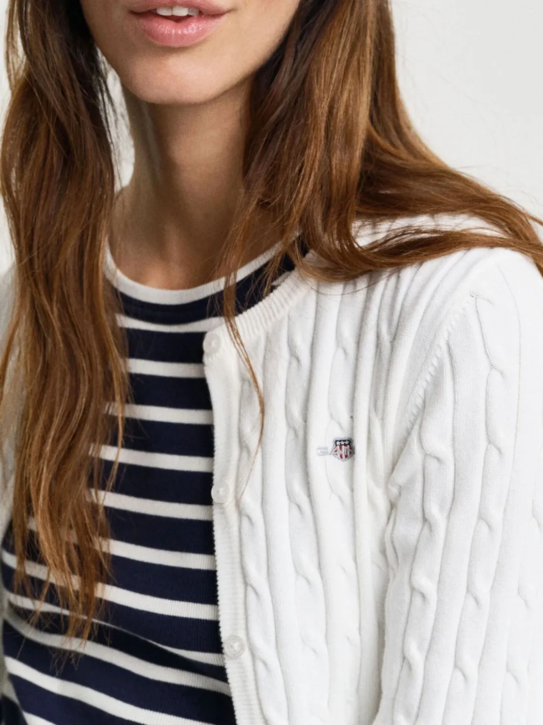 Gant | Stretch Cotton Cable Cardigan>Donna Maglie