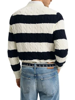 Gant | Striped Cotton Cable C-Neck>Uomo Maglie