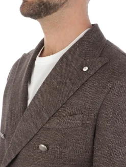 LBM 1911 | Giacca Uomo Doppiopetto in Lino e Cotone><noscript><img width=