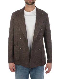 LBM 1911 | Giacca Uomo Doppiopetto in Lino e Cotone><noscript><img width=