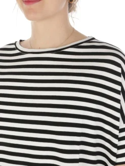 Maidamila | T-Shirt Donna Rigata in Viscosa Stretch><noscript><img width=