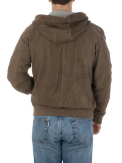 Proleather | Giubbotto Uomo in Suede con Cappuccio><noscript><img width=