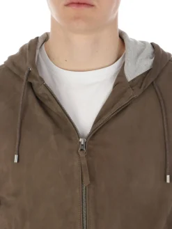 Proleather | Giubbotto Uomo in Suede con Cappuccio><noscript><img width=