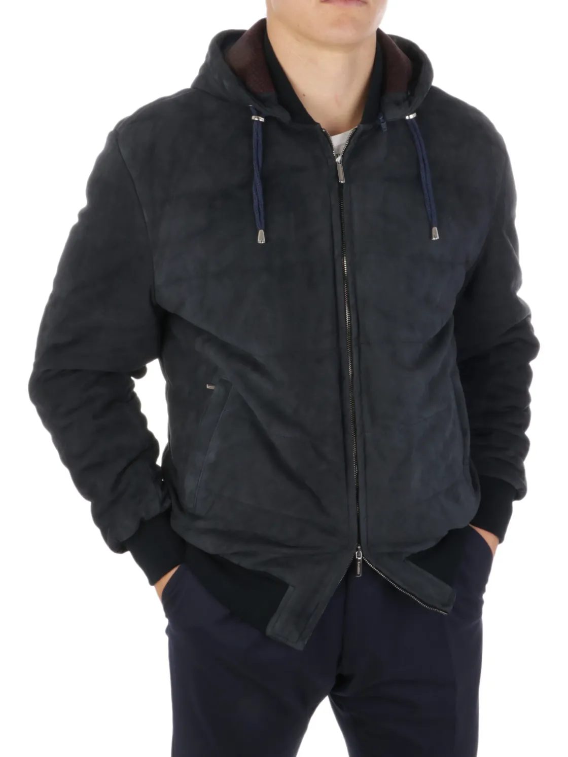 Ravazzolo | Giubbotto Uomo in Suede con Cappuccio>Uomo Giubbotti E Piumini