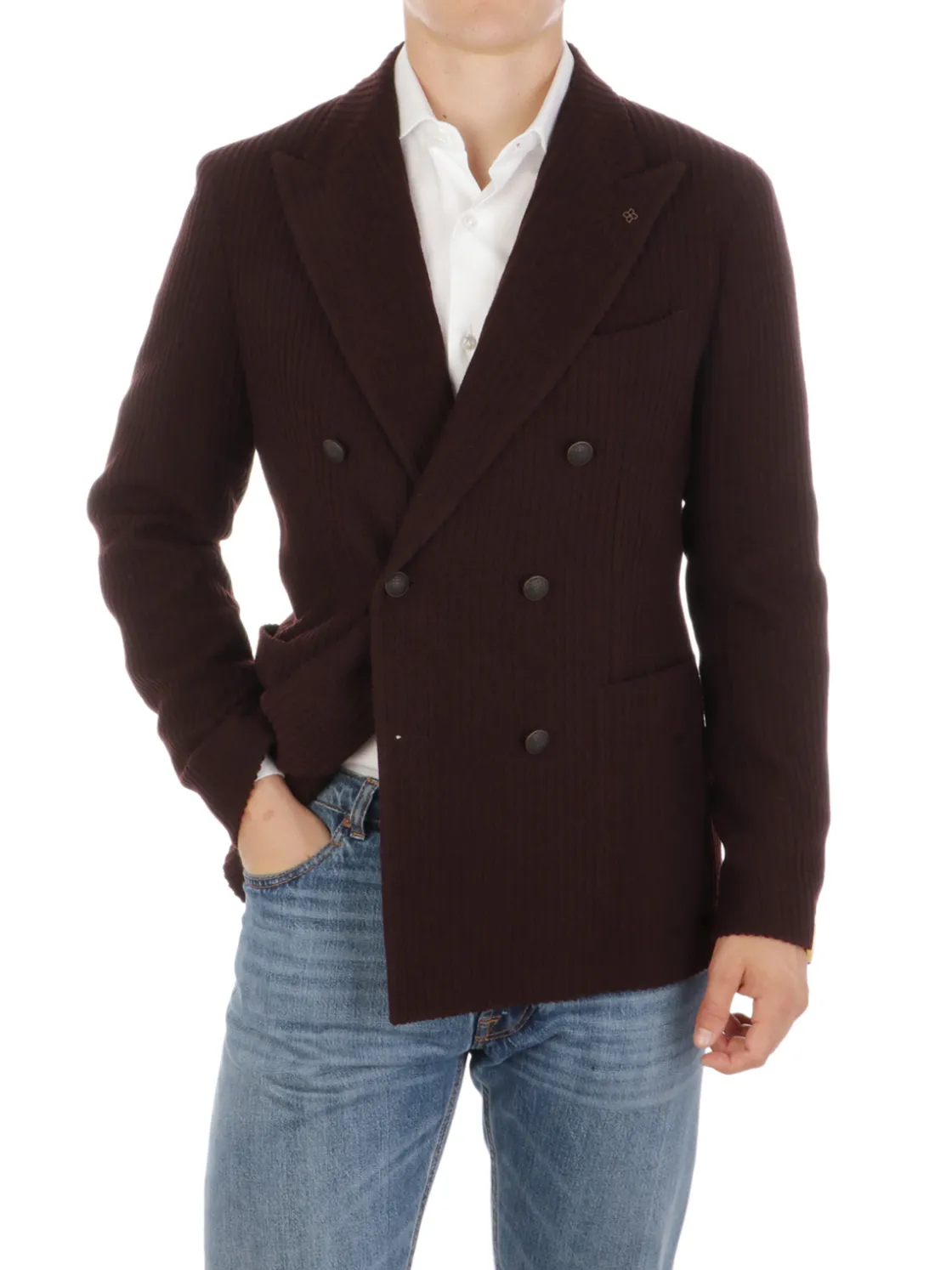 Tagliatore | Giacca Uomo Doppiopetto in Lana a Coste>Uomo Blazer E Giacche