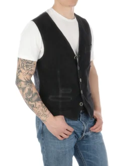 The Jack Leathers | Gilet Uomo in Suede Lorry>Uomo Gilet E Smanicati