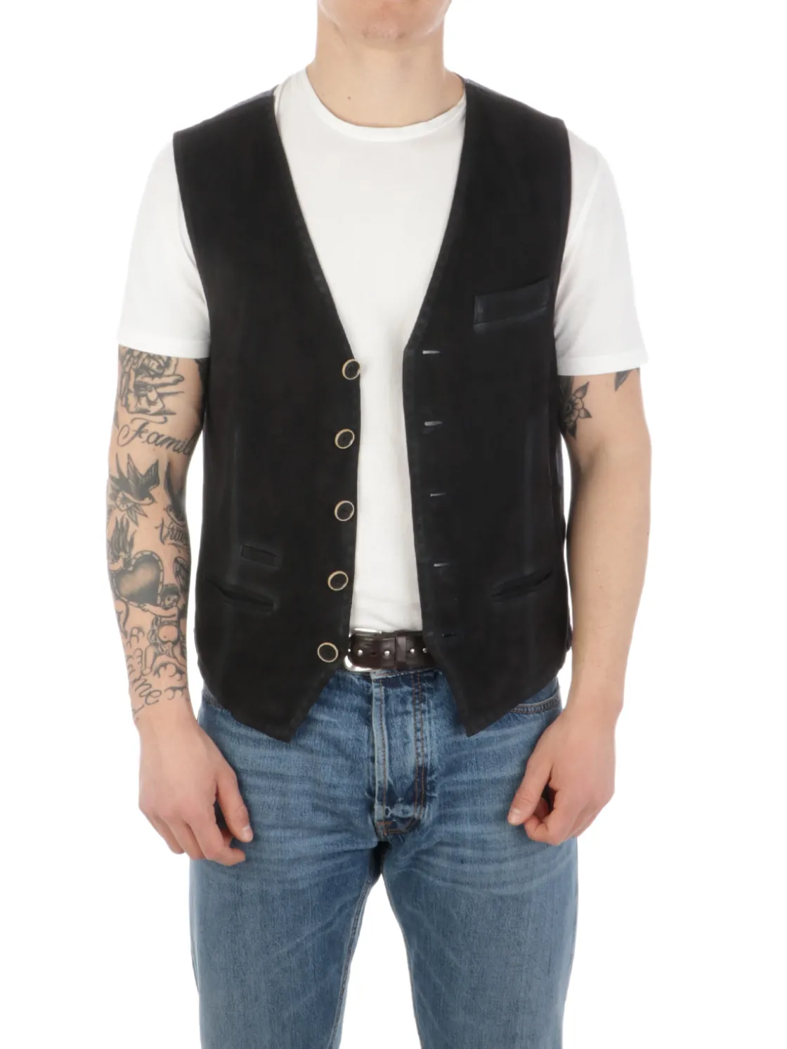 The Jack Leathers | Gilet Uomo in Suede Lorry>Uomo Gilet E Smanicati